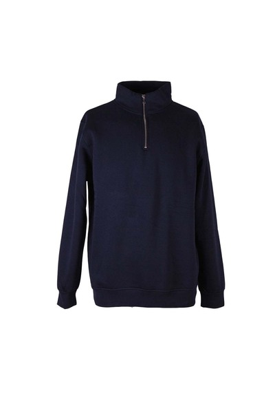 trender Yarım Fermuarlı 3 İpli Lacivert Erkek Sweatshirt 5259-2