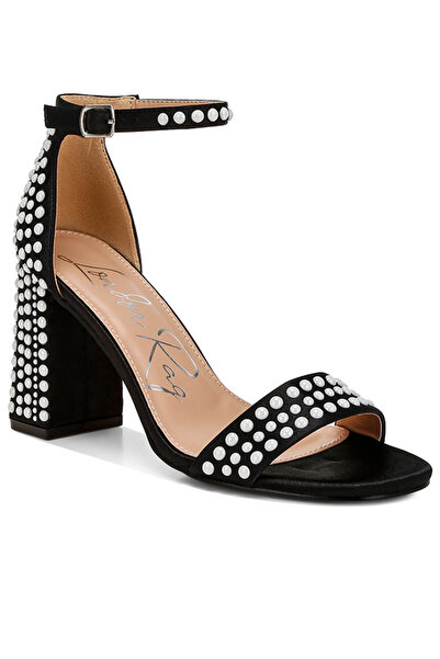 london Rag Women Embellished Satin Sandals in Black