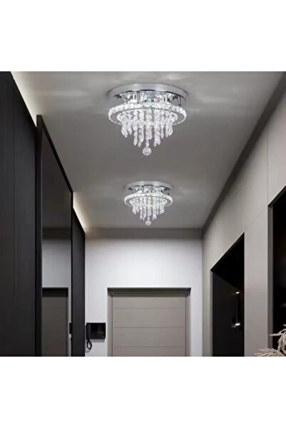 OEM Candelabru LED rotund Alberico, 20W, lumină rece/caldă/neutră, cristal, crom lucios