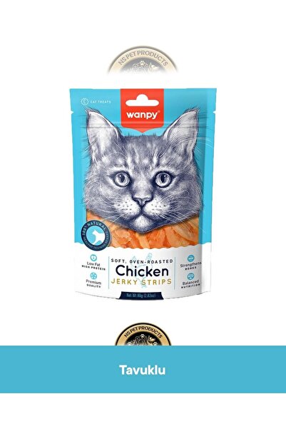 Wanpy Gerçek Tavuk Fileto Jerky Strips Yumuşak Kedi Ödül Maması 80 gr
