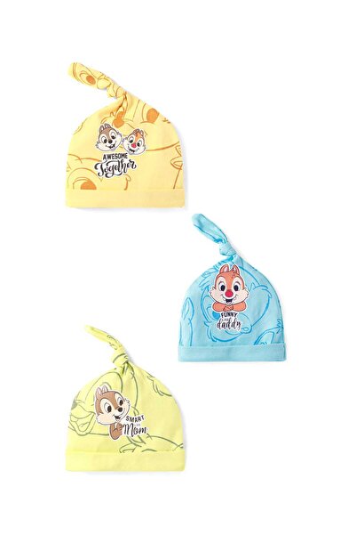 Babyhug Disney قبعات مزينة برسومات تشيب أند ديل (عبوة من 3 قطع) - أزرق وأصفر