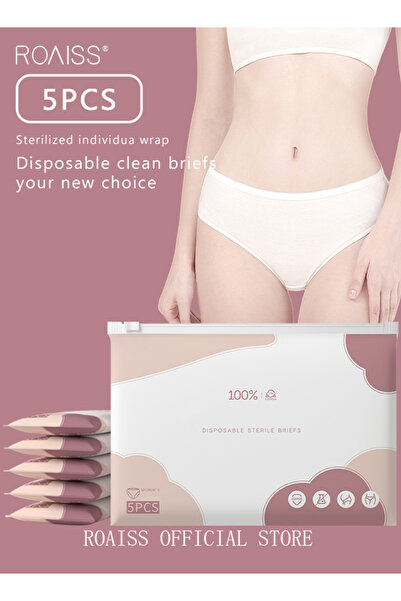 ROAISS مجموعة من 5 قطع من الملابس الداخلية النسائية للاستخدام مرة واحدة للحوا...