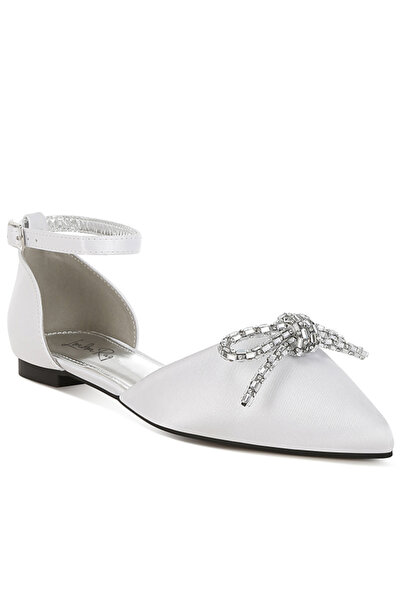london Rag Women Rhinestone Detail Bow Flat Sandals in White