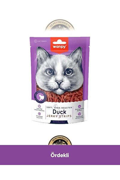 Wanpy Gerçek Ördek Fileto Jerky Strips Yumuşak Kedi Ödül Maması 80 gr