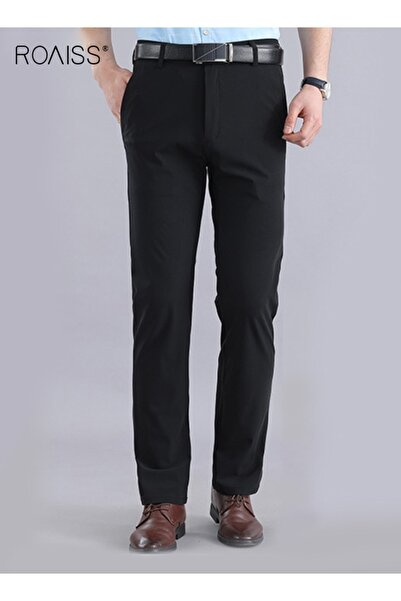 ROAISS بنطلون رجالي أنيق عالي الجودة، مرن، يسمح بمرور الهواء، مناسب للارتداء ...