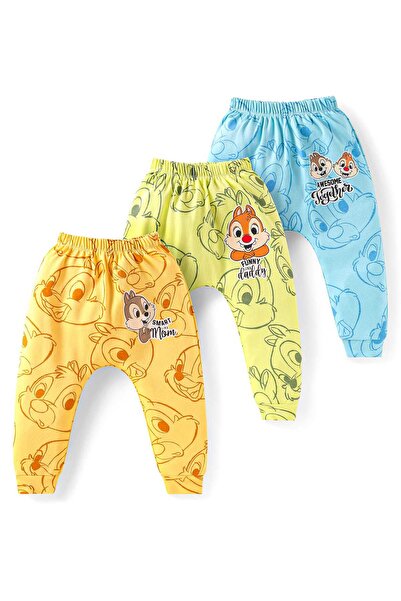 Babyhug Disney جوارب طويلة للحفاضات من نسيج متشابك، بتصميم تشيب آند ديل، عبوة من 3 قطع - أزرق وأصفر وأخضر