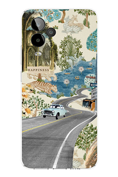 TechTree حافظة سيليكون متوافقة مع GM 24 PRO باللون الأخضر الفني Road Flowers ...