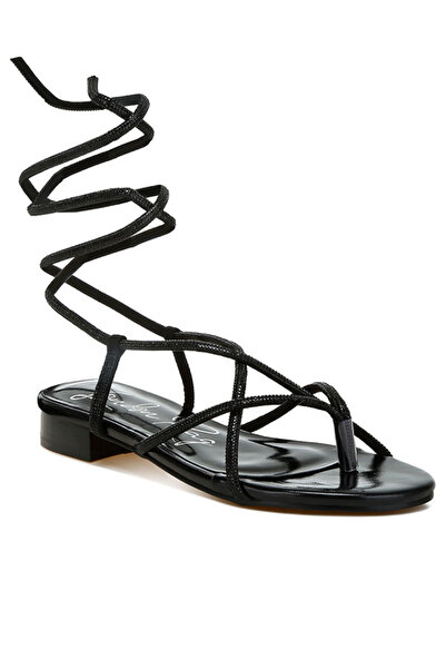 london Rag Women Strappy Lace-Up Sandals in Black