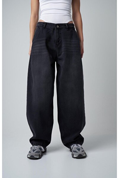 8line Ανθρακί παντελόνι τζιν με φαρδιά εφαρμογή