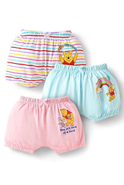 Babyhug Disney بنطلون قصير من نسيج متشابك مع طبعة ويني ذا بو، حزمة من 3 قطع - متعدد الألوان