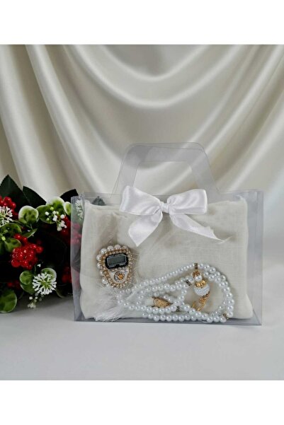 hira tasarım 1 Adet Hac Umre Seti Hediyelik Başörtü İnci Tesbih Taşlı Zikirma...