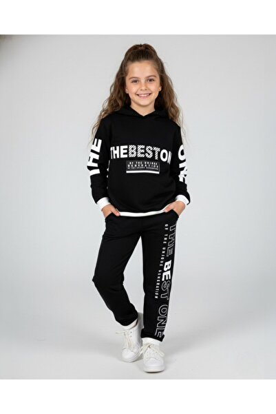 Ege Bebek Set de trening compact pentru fete de tranziție cu imprimeu cu glug...