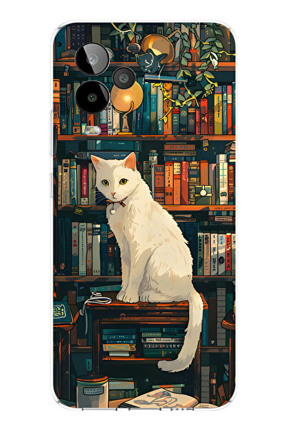 TechTree حافظة سيليكون مطبوع متوافقة مع رف الكتب GM 24 PRO بتصميم White Cat