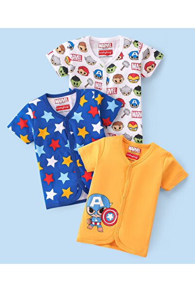 Babyhug Marvel 100٪ قطن محبوك نصف أكمام جابلاس أفينجرز وستار برنت باك من 3 قط...