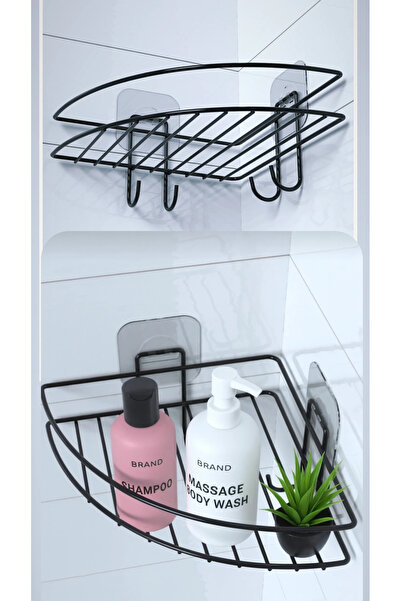 EGE HOME STORE Suport de colț adeziv pentru baie, cu cârlig, suport pentru du...