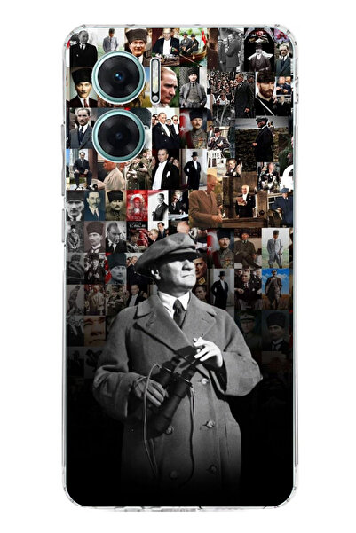 TechTree حافظة سيليكون متوافقة مع هاتف Redmi Note 11E بتصميم صورة أتاتورك مطبوع