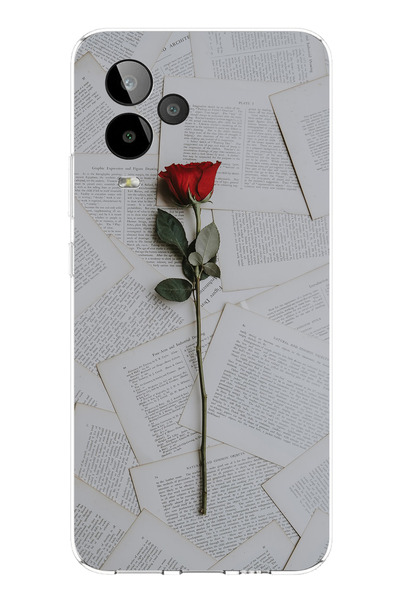 TechTree حافظة سيليكون متوافقة مع GM 24 PRO باللون الأحمر الوردي مطبوع