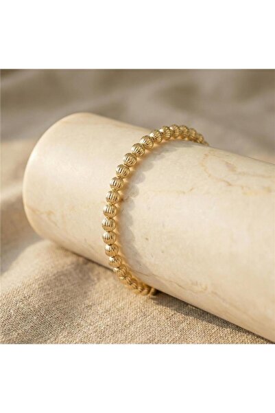 Zeino Dorikalı Top Boncuklu Bileklik - 14K Altın Kaplama - 17+3 cm