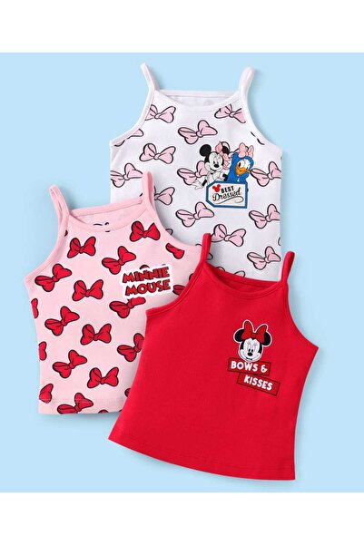 Babyhug Disney بيبيهوج إنترلوك كنيت سينجليت سليفز ميني ماوس جرافيكس، حزمة من 3 قطع - أبيض وأحمر ووردي