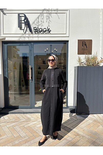 Almarwah Black 405008 Çıtçıt Detay Kadın Kap Siyah