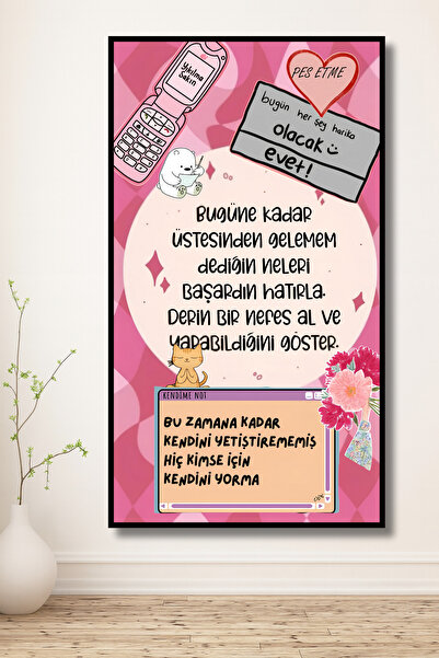 ERUMAR HOME Motivasyon Verici Sözler Çerçeve Görünümlü Duvar Tablosu Cafe, Ev...