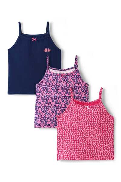 Pine kids Cotton Knit Sleeveless Slips with Heart Print (Pack of 3) - Assorted