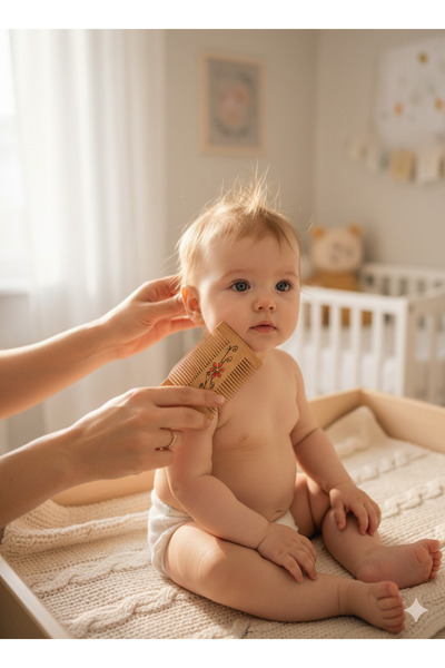 Altın express Natural Wood Double-Toothed Comb Handmade Authentic Flower Moti...