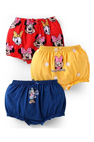 Babyhug Disney بنطلون قطني محبوك مزين برسومات ميني ماوس، عبوة من 3 قطع - أحمر/أصفر/أزرق