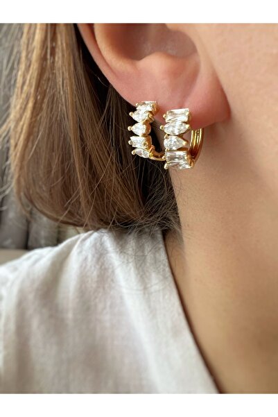 ToffyStore أقراط VIP غير متماثلة مرصعة بالأحجار الكريمة