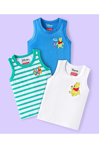 Babyhug Disney سترات مع رسومات ويني وأصدقائه، حزمة من 3 قطع - أزرق/أبيض/أخضر