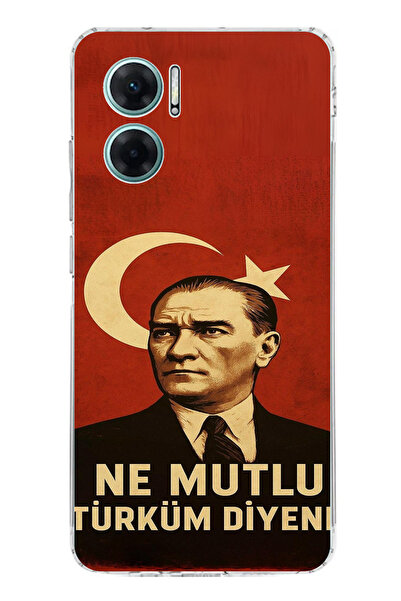 TechTree حافظة سيليكون متوافقة مع هاتف Redmi Note 11E، علم تركيا السعيدة، أتا...