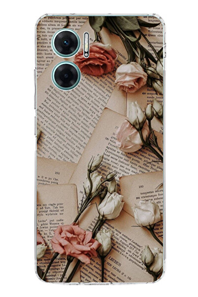 TechTree حافظة سيليكون مطبوع متوافقة مع هاتف Redmi Note 11E بتصميم الورود الص...