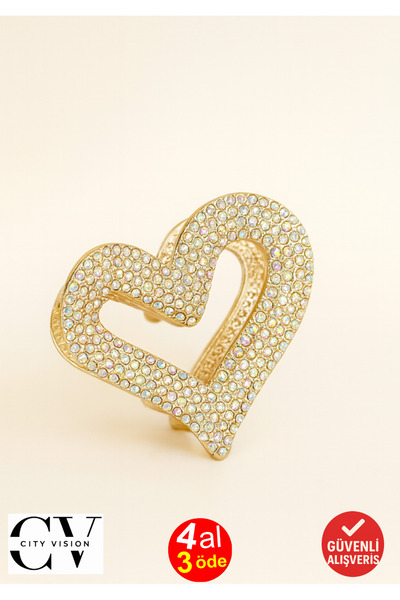 cityvision Πόρπη με σχέδιο Καρδιά με Πέτρες 5 εκ.