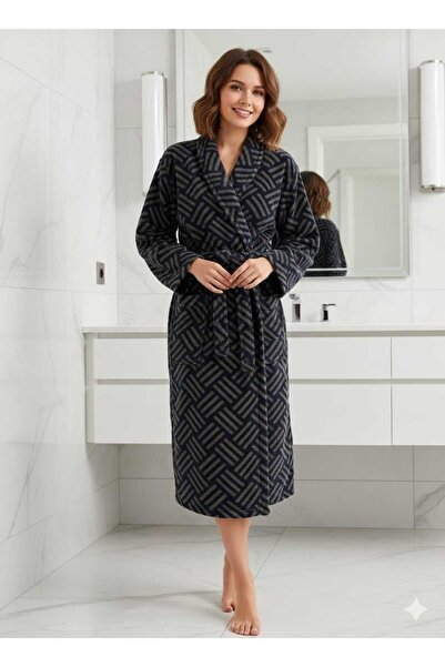Saretek Home Bukle Bathrobe, Shawl Bathrobe, 100% Cotton Bathrobe