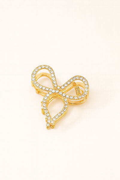 cityvision Agrafă de păr din metal cu design cu fundă cu pietre 5 cm