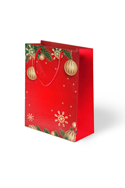 Party City حقيبة من الورق المقوى بطابع السنة الجديدة مقاس 25x30x9 سم |   مجموعة من 2 أكياس هدايا ذات خيط سميك