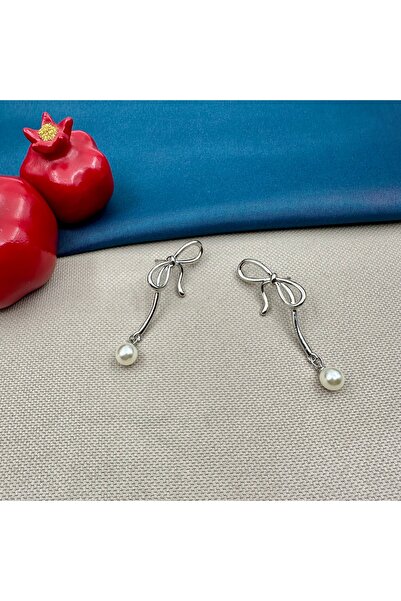 Opia Takı & Aksesuar Pearl Ribbon Dangle Earrings