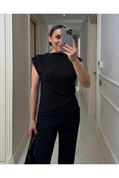 Mzr Collection BLUZĂ DE DAMĂ CU DETALII CUSUTE, TĂIȚEITĂ ASIMETRICĂ