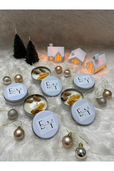Ezoyılmazcollection Dekoratif Mum Tarçın Kokulu Mum (Metal Kutulu-2 Adet) Hed...
