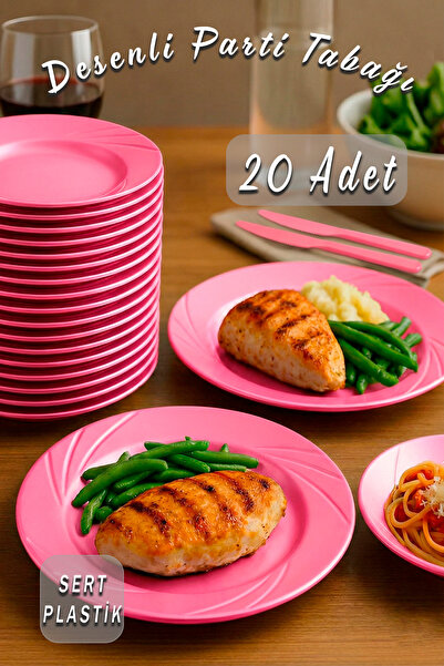Ezupack 20'li Pembe Renk LÜX SERT PLASTİK Parti Doğum Günü Sunum Davet Nişan ...