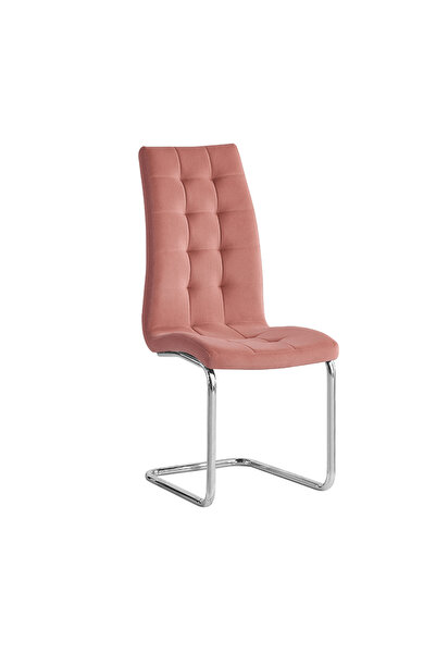DECHASE Тапициран стол Saloma с розов кадифе и хромирани крака 42x56.5x105 см