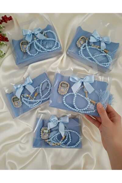 hira tasarım 10 Adet Hac Umre Seti Hediyelik Başörtü İnci Tesbih Taşlı Zikirm...