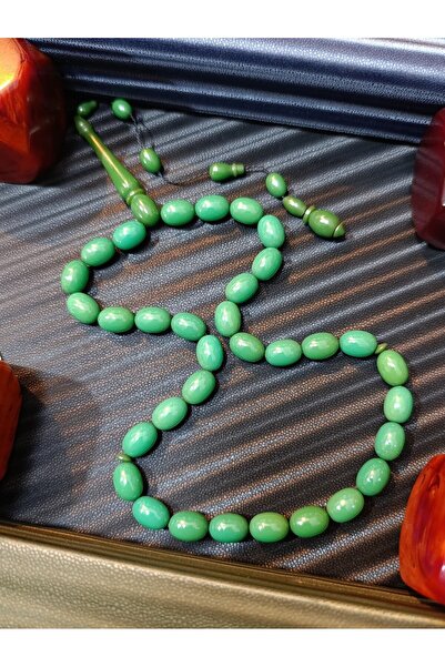 Anemore Collection سبحة كهرمان سيكما باللون الأخضر