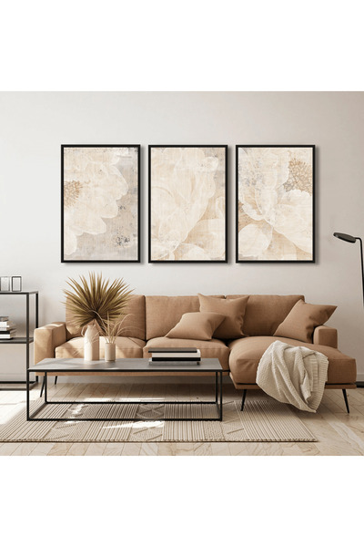 designadv لوحات ثلاثية فنية جدارية - ايطار ابيض