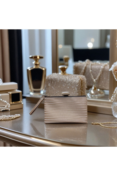 YONCA OUTLET Clutch Bag Stylish Textured Zippered Handbag for Daily & Special Occasions