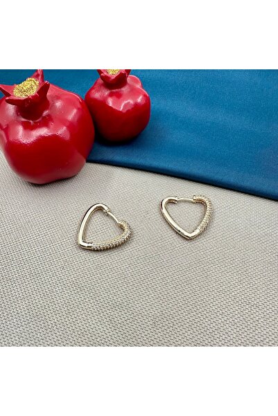 Opia Takı & Aksesuar حلقات أذن على شكل قلب مرصعة بأحجار الزركون مستوردة
