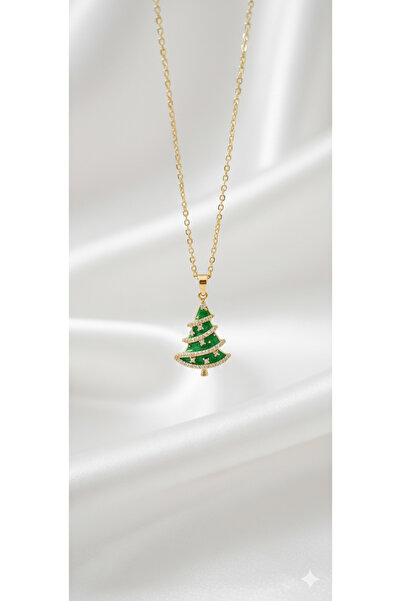 Shae Jewelry قلادة ذهبية على شكل شجرة السنة الجديدة مرصعة بأحجار الزركون