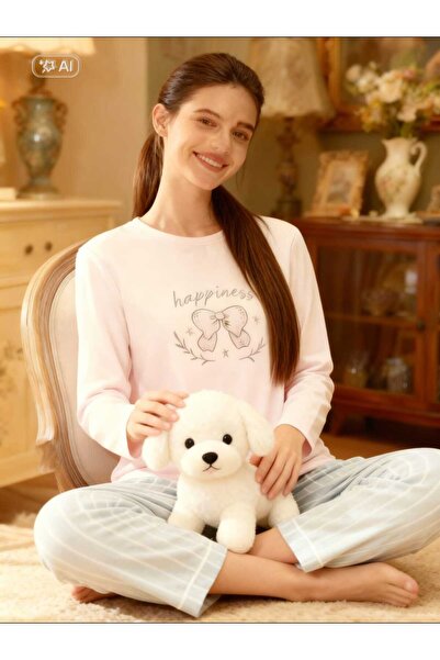 NiCe İç Giyim Set de pijamale roz moale din POLAR