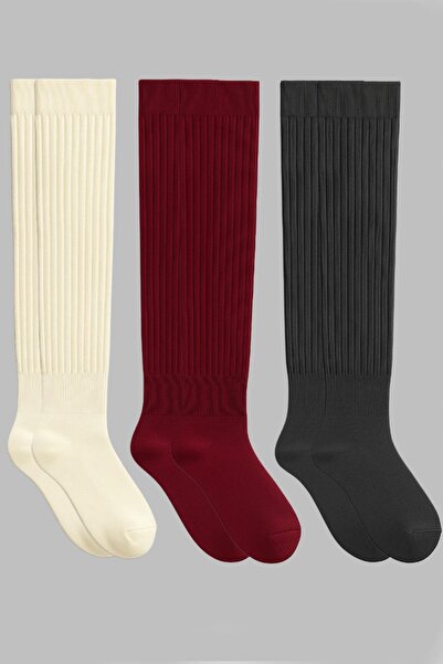 COTENCONCEPT 3 Pairs of Basic Elastic Thick Cotton Blend Over-The-Knee Socks