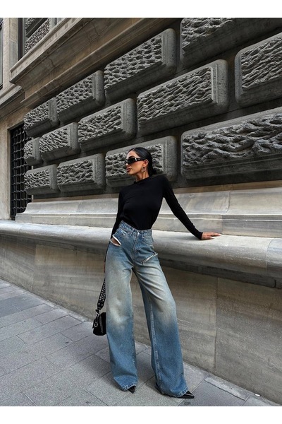 Weekeep Pantaloni din denim premium cu detaliu cu fermoar